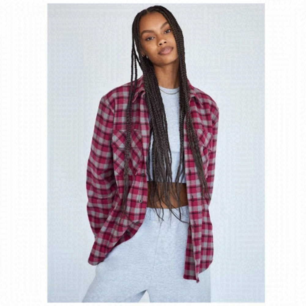 Tna Plaid Oversized Button Up